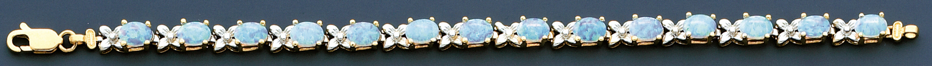 14k Yellow Gold 5.8mm Wide Opal Bracelet 7 Inches